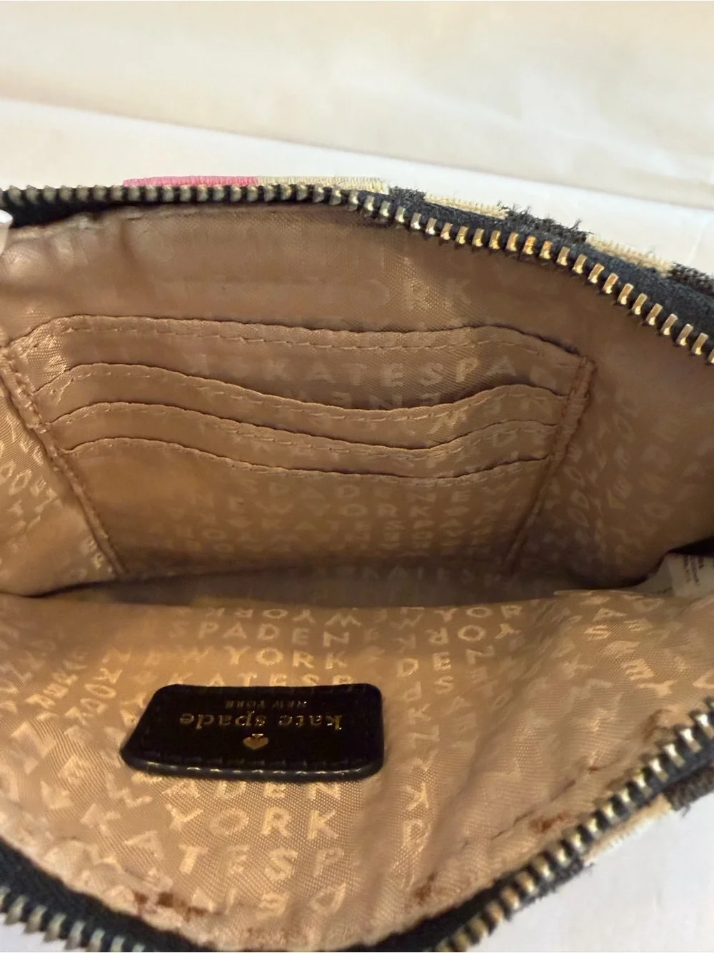 Kate Spade black, pink & white wristlet.